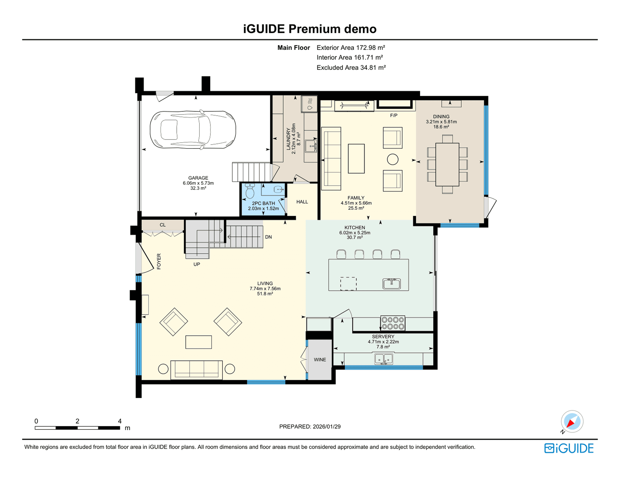 iGuide floor plan with room names and dimensions