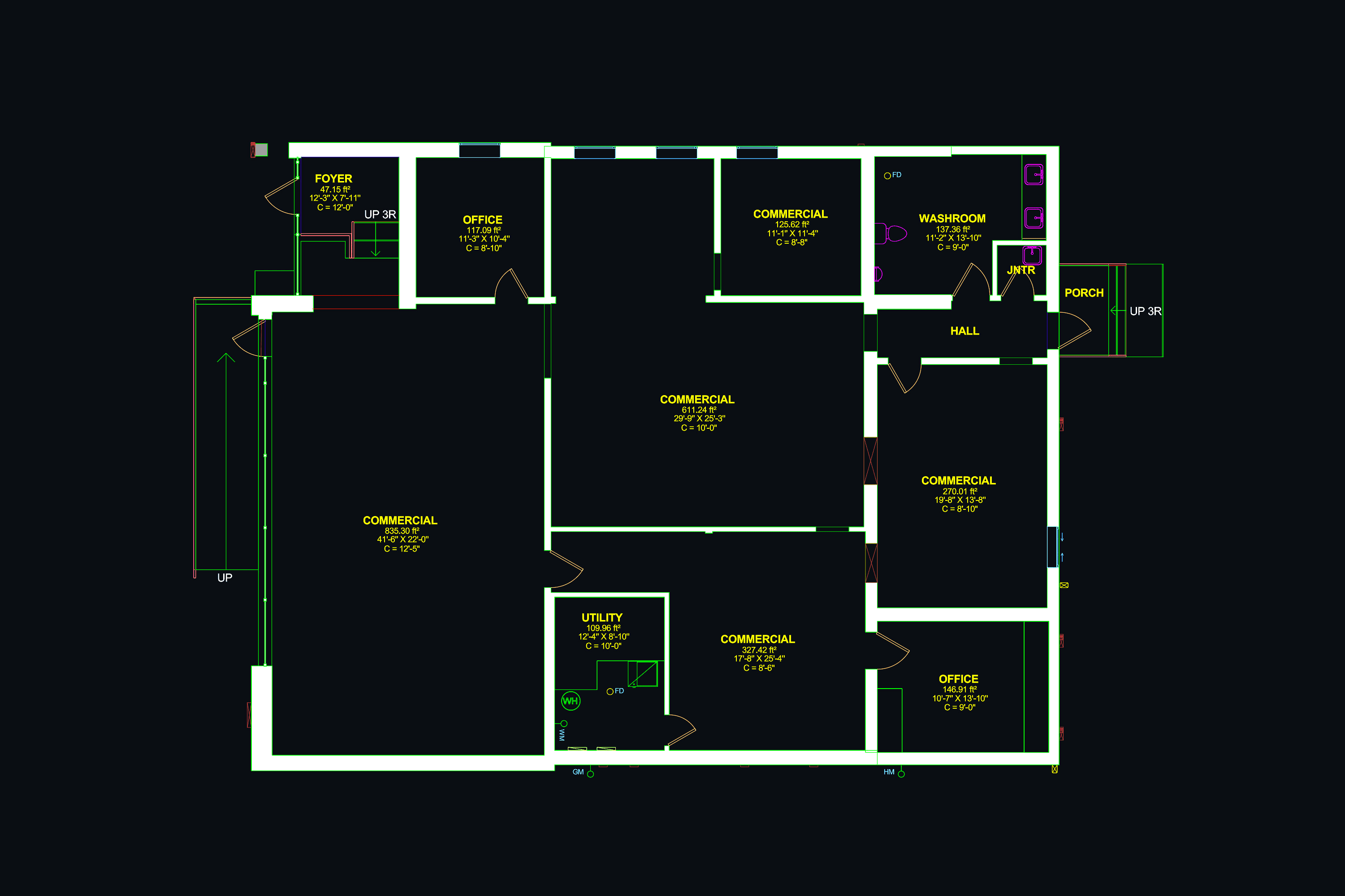 iGuide CAD floor plan drawing of a commercial space