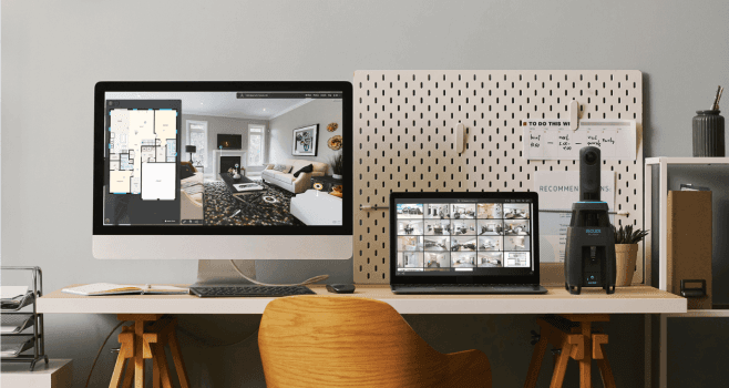 iGuide 3D virtual tour and floor plan on a desktop and laptop